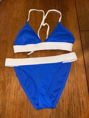 Xhilaration Royal Blue and White Two-Piece Bikini